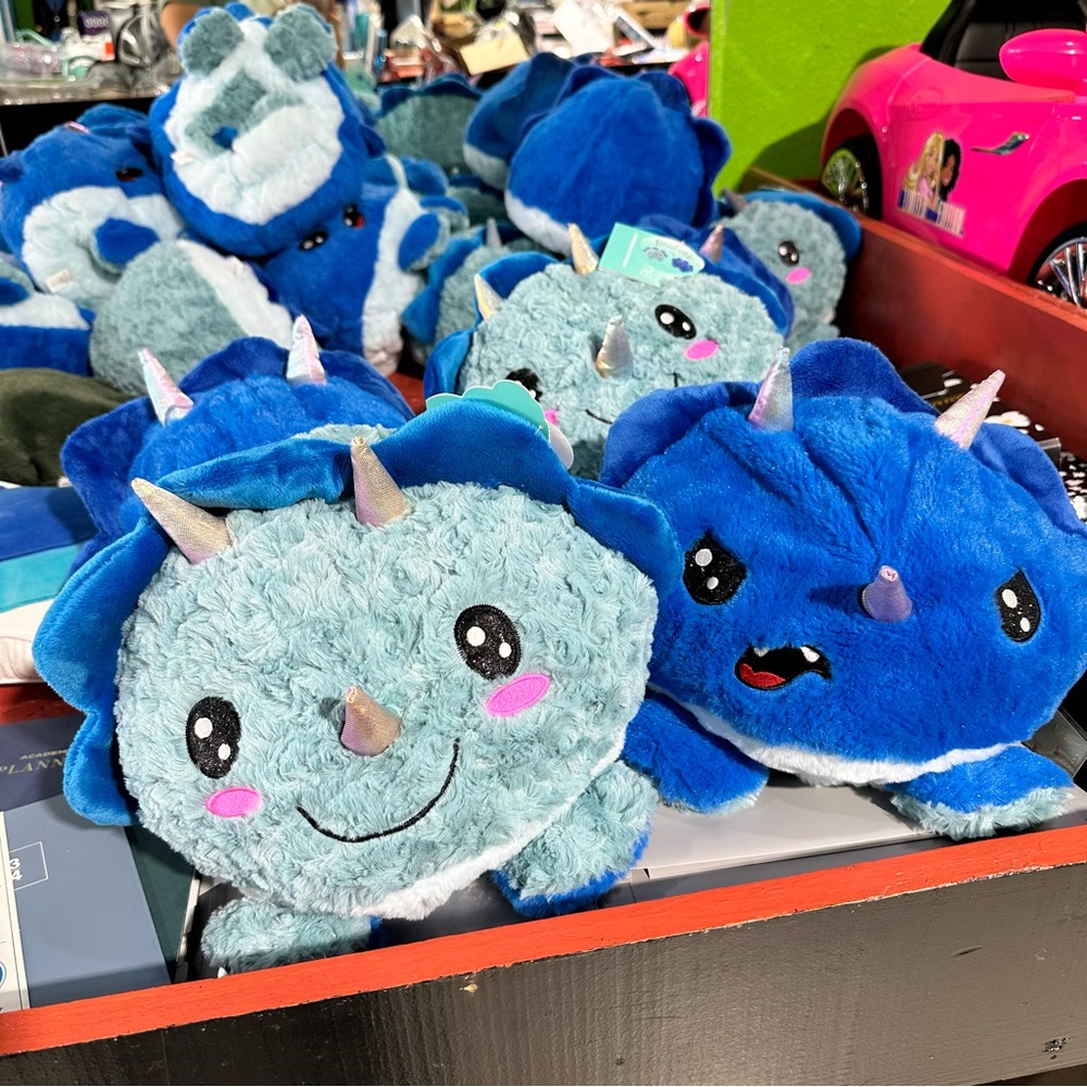 Plush Triceratops Toy with Blue and Teal Accents